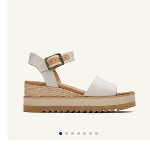 Toms Wedge Sandals - Cream and Tan